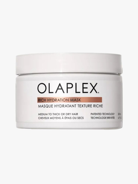 Olaplex Rich Hydration Moisture Mask in branded tub component on a light gray background